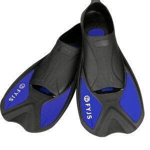 Unisex Short Swim Fins in Black and Blue - Travel Diving Flippers